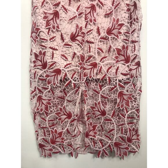 Bardot Women's 6 / Small Pink Red Lace Dress Date Night Wedding Guest Delicate - Picture 7 of 11